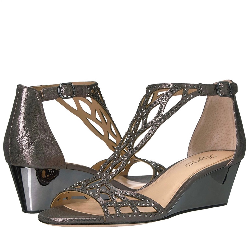 T-Strap Beaded Wedge Dress Sandal, Like new.
